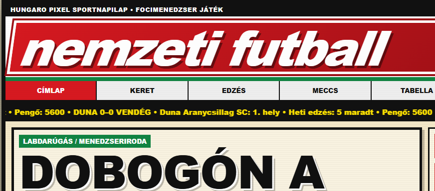 Nemzeti futball – címlap