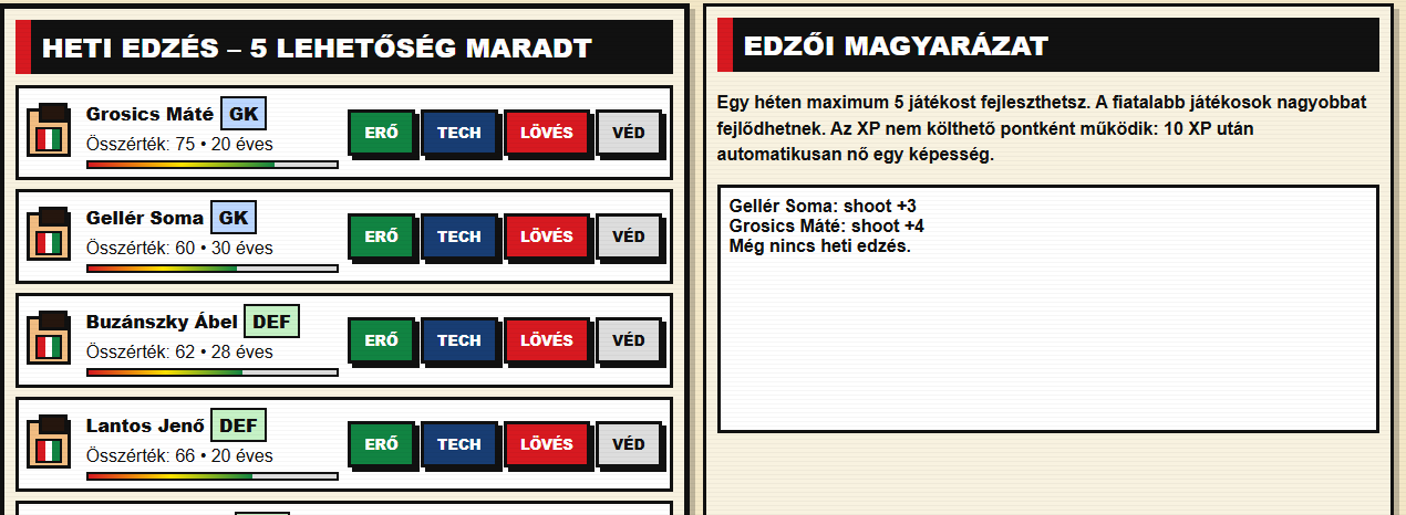 Nemzeti futball – heti edzés