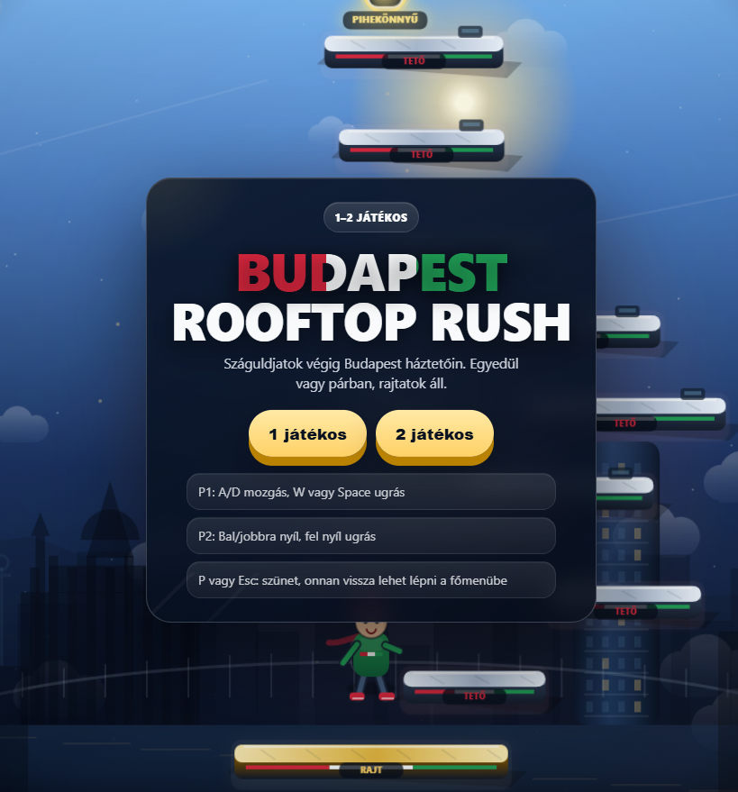 Budapest Rooftop Rush – főmenü